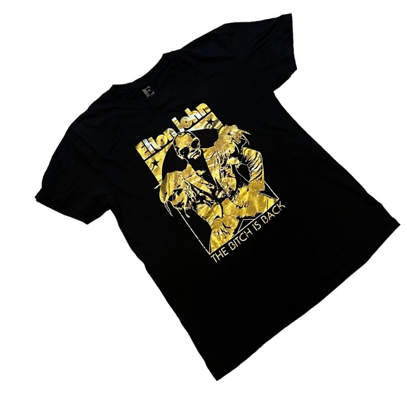 Elton John 2019 The B…. Is Back Gold Foil Print Rock N Roll Band Tee. - Picture 3 of 8